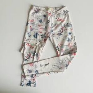 Zara Kids Graphic Print Leggings - White, Red, Blue